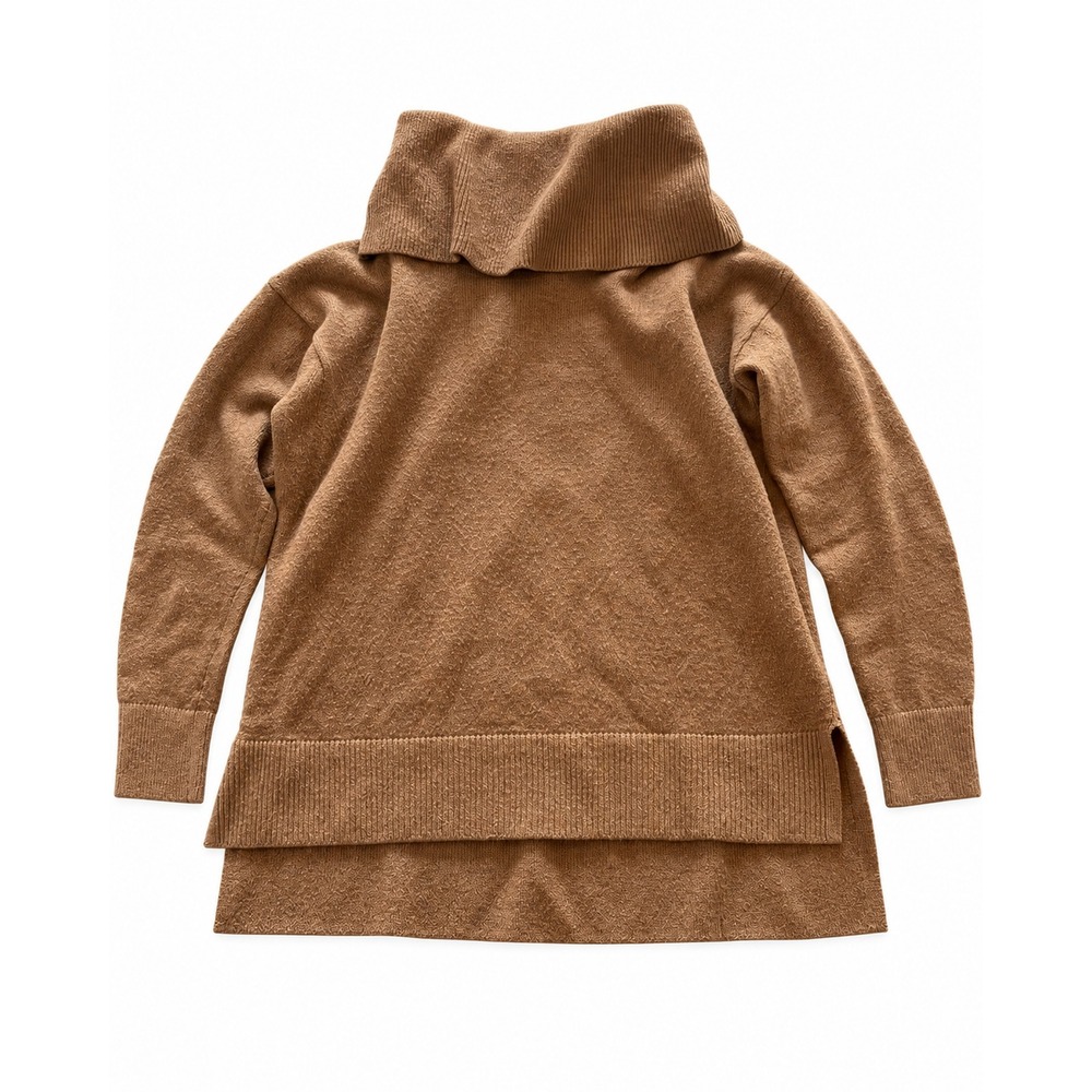 Banana Republic Brown Turtleneck Sweater Petite L High Low Hem Long Sleeve Knit - Picture 5 of 7